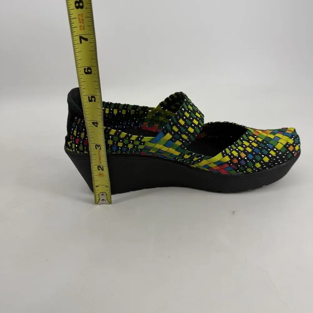 Steven By Steve Madden Brice Shoes Womens 8 Multicolor Woven Mary Jane Wedge